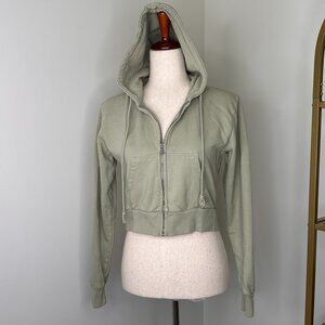 Brandy Melville John Gault Light green Cropped Zip Up Hoodie